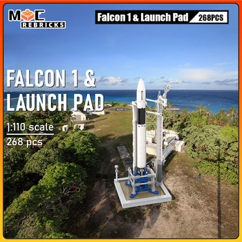 MOC Loď Nosnej Rakety stavebným Priestor Falcon 1 s Odpaľovacej Rampe DIY Montáž Modelu Technológie Tehly Hračky Dieťa Dary