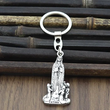 Cottvott panny Márie z Fatimy Svätej Panny Medaila Kúzlo Keychain Kovové Korálky Reťazca Keychain Katolíckej Šperky Darček