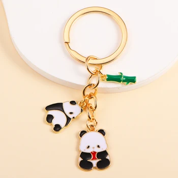 Roztomilý Smalt Bamboo Panda Keychain Kawaii Zvierat Keyrings Pre Ženy, Mužov, Tašky, Peňaženky Kľúča Vozidla Prívesky Príslušenstvo Strana Dary