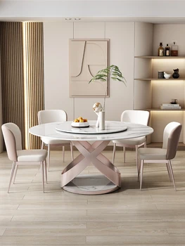 Rocková doska okrúhly jedálenský stôl domov luxusné high-end moderný minimalistický okrúhly jedálenský stôl