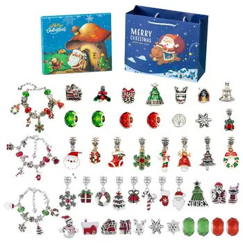 Adventný Kalendár Crystal Vianočné Náramok Časovač, Kalendár Santa Claus Roztomilý DIY Remesiel Deti, Dospelých Predné DIY Kalendáre