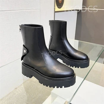 Ženy, Čierna, Hnedá Chelsea Boots Originálne Kožené Krátke Botas Classic Hrubé Jediným Ženy, Členkové Topánky, Luxusné Značky Dizajnér Topánky