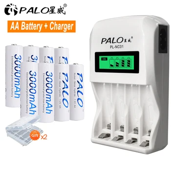 PALO 1.2 V, AA Nabíjateľné Batérie NIMH AA Batérií pre Hračky Myš + LCD Inteligentné Nabíjačky pre 1.2 V, AA, AAA Nabíjateľné Batérie