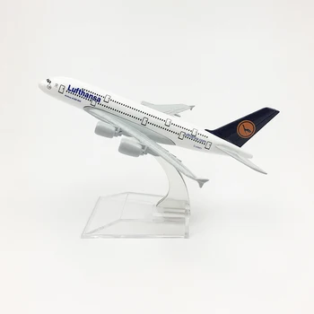 16 Cm Lufthansa Airbus A380 Statické Ozdoby Zliatiny Materiálu Simulácia Cestujúcich Lietadiel Model So Suvenírmi Dekoratívne Hračky