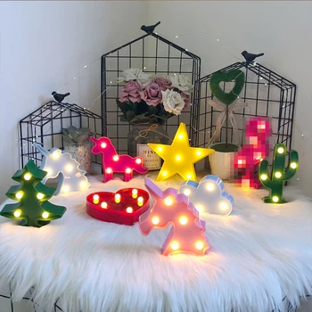 Kreatívne Mini Kaktus Lampa Vianočné Osvetlenie Dekoratívne Listy Ploche Malé Nočné Lampy