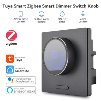Tuya Smart Home Zigbee Gombík Dimmer Prepínač Sklenený Panel Otočný Spínač svetiel Načasovanie APLIKÁCIE Diaľkové Ovládanie pre Alexa Google SmartLife