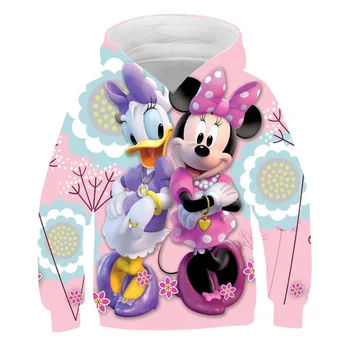 Disney Séria Dievčatá Mickey Mouse Hoodies Cartoon Bežné Jar, Jeseň, Mikiny Oblečenie 3D Dlhé Rukávy Mikiny s Kapucňou 1-14 Rokov