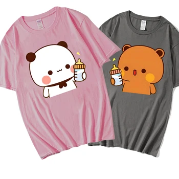 Bubu sa stará o Dudu - Dáva Mlieko pre Dudu Tričko 100% Bavlna Pár T-Shirts Muži/Ženy Oblečenie Panda a Brownie Medveď Tees