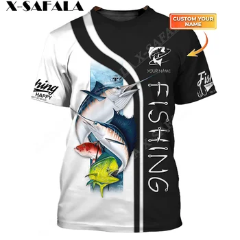 Vlastné Meno Bass Fishing Láka Milovníkov 3D Tlač Muži T-Shirt Top Tričko Krátky Rukáv Bežné Mlieko Vlákniny Priedušné Tepláky