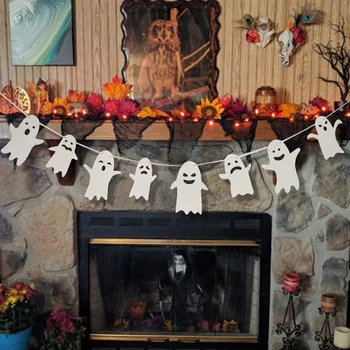 1Set Ghost Vzor Halloween Dekorácie Banner / Diy Domáce Stranu Strašidelné Atmosféru Dekoratívne Vlajka Rekvizity