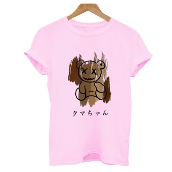 Nový Malý Medveď Vzor dámske Bavlnené tričko Krátky Rukáv, v Lete O-Krku Tlače Žien Bežné Ulici Trend T-shirt Top