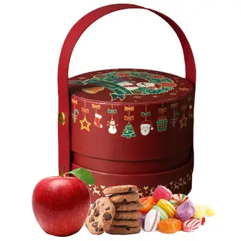 Vianočné Darčekové Tašky Darčekové Úložný Box S Rukoväťou Kartón Vianočné Goody Políčka Pre Súbory Cookie, Sladkosti, Torty A Dary