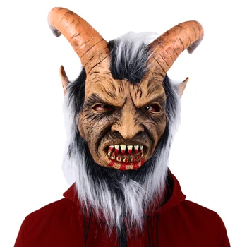 Halloween paródia latex plnú hlavu masku Lucifer Demon Biele vlasy strašidelné diabol Cosplay kostým, maska