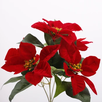Vianočné jasličky simulácia poinsettia velvet svadobné, umelé kvety, umelé kvety, Vianoce červeného hodvábu kvetov decorati