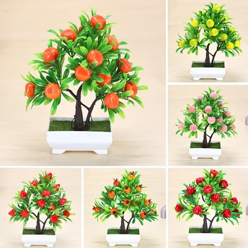 Umelé Rastliny Bonsai Fortune Orange Granátové Jablko Je Ovocie Stromu, Parapet Plastové Záhradné Falošné Rastlín Črepníkové Domáce Dekorácie