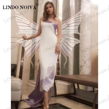 LINDO NOIVA Fialový Motýľ, Korálky, Flitre Prom Šaty Jedno Rameno Luxusné Večerné Šaty Prispôsobiteľné Formálne Šaty Pre Eid