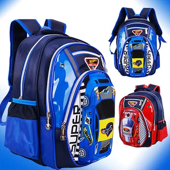 3-D Auta Školské tašky pre Chlapca Ransel Dievča Ortopédia Deti Vysokou Kapacitou Deti Vody v Hlavnom Školské tašky