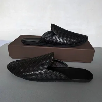 Európska Mužov Topánky Originálne Ručné Kože, Tkané Pol Papuče Mokasíny Bežné Vonkajšie Mokasíny pánske Luxusné Topánky