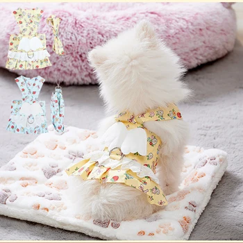 Roztomilý Pes Postroj Šaty s Vodítku Letné Oblečenie pre psy s Anjelom Krídla Malý Pes Mačka Princezná Šaty Módne spoločenské Šteňa Oblečenie