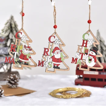 Vianoce, Vianočné Drevené Snehuliak Santa Claus Elk Kreatívne Maľby Prívesky Vianočný Stromček Závesné Hračky 2024 Nový Rok Darček