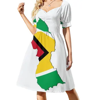 Guyana Guyanese Vlajka Šaty, elegantné a veľmi ženské šaty šaty žien lete roku 2023