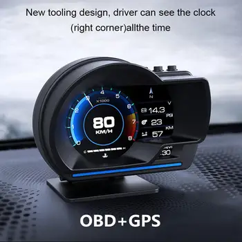 AP-6 Univerzálne Auto HUD OBD + GPS Head-up Displej Inteligentný LCD Nástroja