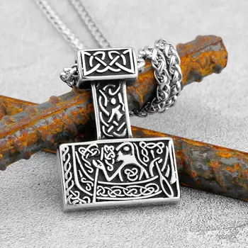Viking Vintage Thor Kladivo Náhrdelník Mužov z Nehrdzavejúcej Ocele Keltský Uzol Rune Náhrdelník Prívesok Keltský Uzol Amulet Šperky Darček