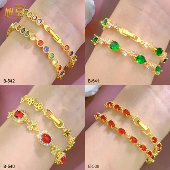 Xuhuang Luxusné Farebné Crystal Reťazca Medené Náramky Pre Dievča Popularitu Nové Pozlátené Šperky, Prívesky Svadobné Party Darček