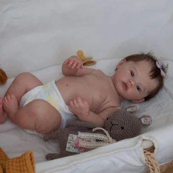 45 CM celého Tela Vinyl Reborn Baby Doll Lúka Novorodenca Ručne vyrábané Ručne root Vlasy 3D Maľované Viditeľné Žily