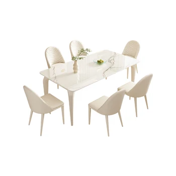 Taliansky krém vietor rock rada jedálenský stôl a stoličky zmes malé domáce moderný jednoduchý obdĺžnikový západnej potravín tabuľky